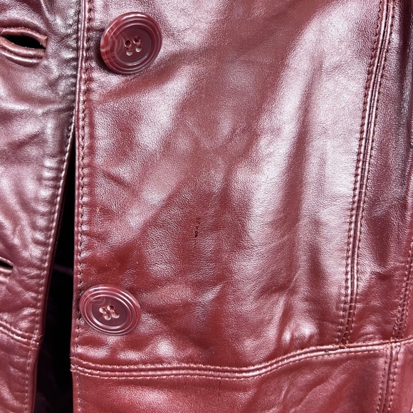 |•BERMAN'S•| Gorgeous Vintage Burgundy Zip Out Lining 1970s Leather Coat - Picture 12 of 16